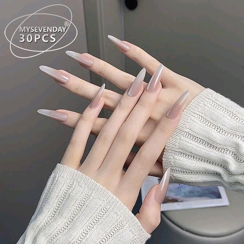 Mã M64_ Nail Box xinh đẹp bộ 24 móng tay giả dành cho Nữ + được kèm phụ kiện keo dán 0