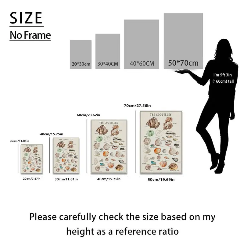 Sea Shell Pattern Unframed Painting, 1 Count Modern Fashion Style Wall Art, Wall Decor for Home Living Room Bedroom Office School 1
