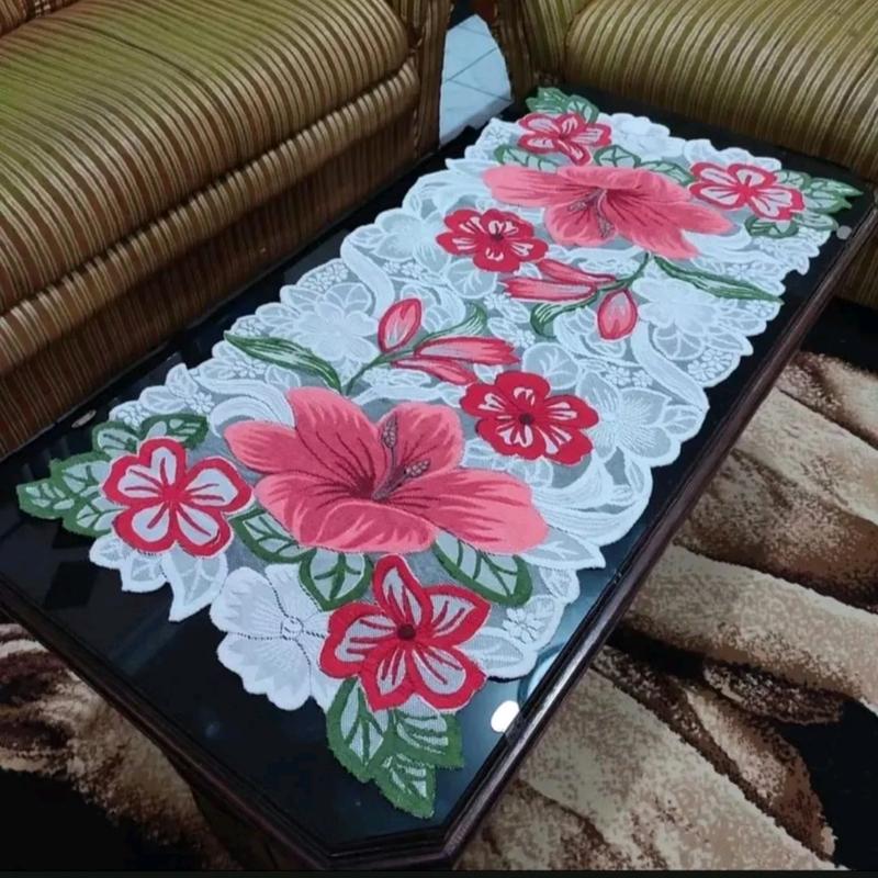 Taplak Meja Ruang Tamu-Taplak Meja Ukuran 100x50-Taplak Meja Motif Minimalis Modern-Table Runner Homemade Rajut 3