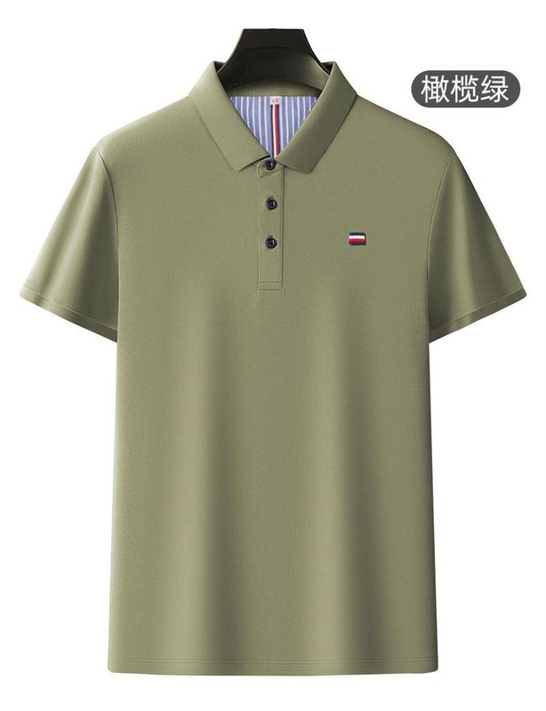 Product Introduction of Áo Thun Nam Ngắn Tay, 100% Cotton, Áo Polo Thêu Ve Áo, Màu Trơn Tay Lửng Áo, Thời Trang, Bộ Sưu Tập Mùa Hè Mới 11