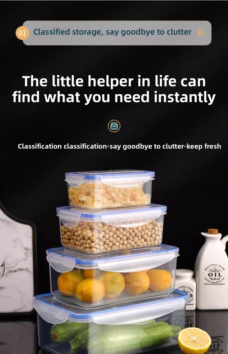 Product Introduction of Kitchen refrigerator rectangular thick fresh-keeping box lid sealed microwave oven heating lunch box vegetable and fruit storage box 3