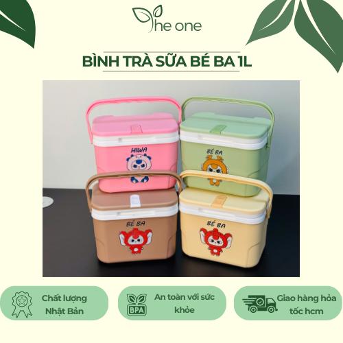Bình đá Bé Ba 1L. Giữ nhiệt 3-6 tiếng kèm nút cắm ống hút tiện lợi. Thùng đựng trà sữa mini bình trà sữa hot trend