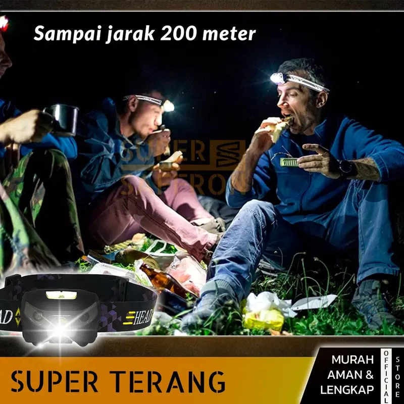 SENTER KEPALA SENSOR LED Mini 6 MODE CAHAYA TERANG Headlamp Portable Berkualitas Anti Air Baterai Usb 8