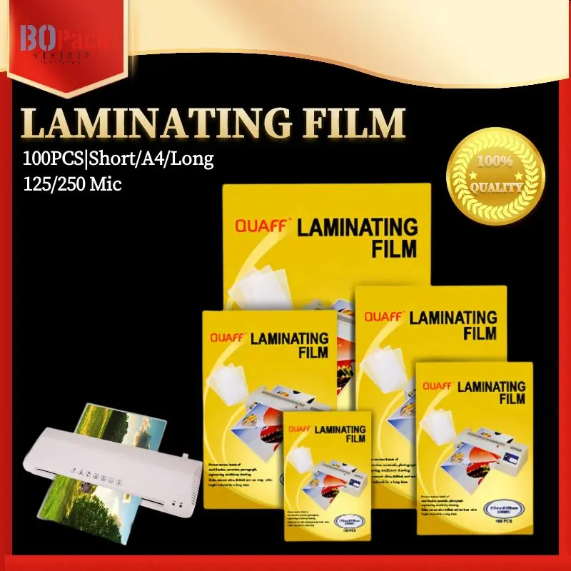 100 PCS  Laminating Film Short | A4 | Long Hot Lamination Process [125/250Microns]