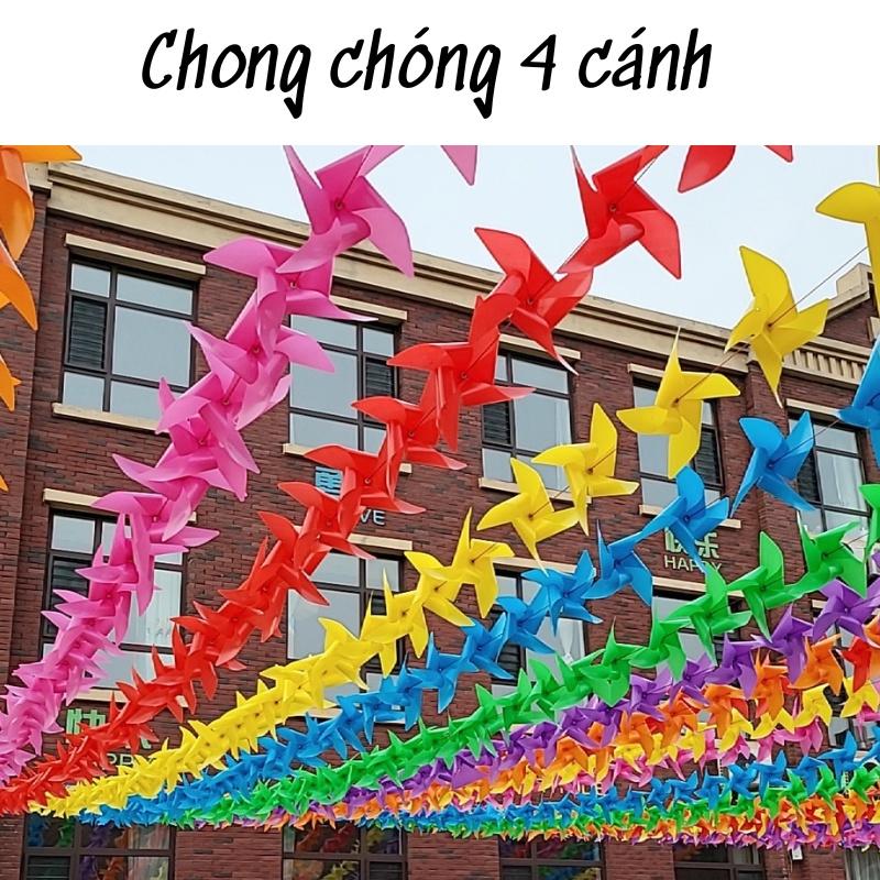 100 chong chóng nhựa 7 màu dây treo trang trí