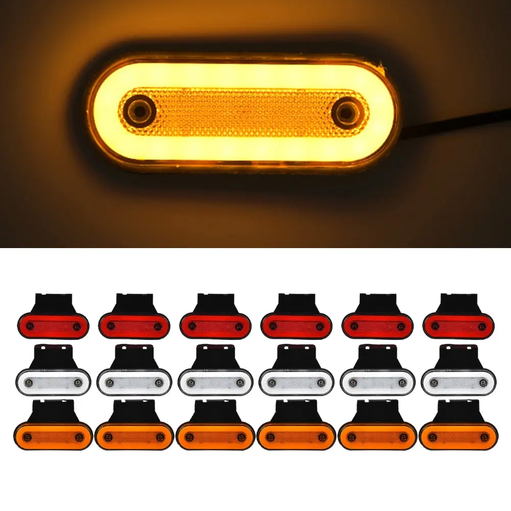 6PCS 12V-24V LED Light Guide Side Light Oval Truck Side Lights Taillight
