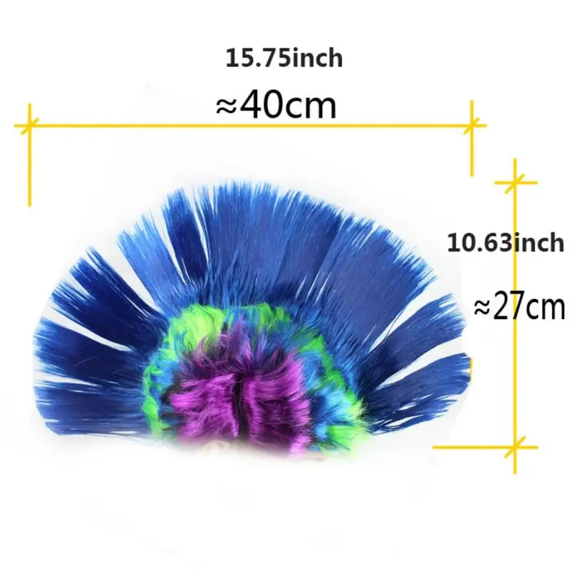 Tóc Giả Mohawk Vô Hình Tự Nhiên, Unisex, Thiết Kế Hình Sừng Gà Vui Nhộn Màu, Phong Cách Disco Và Lấp Lánh, Tóc Giả Punk Cầu Vồng, Thích Hợp Cho Bữa Tiệc Halloween 3