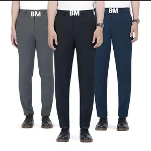 Celana kerja kantor slimfit pria 100% woll keren kekinian celana ankle pria baggy pants Slim-fitting Dark Grey Panjang Chino Light Formal celana bahan Hitam