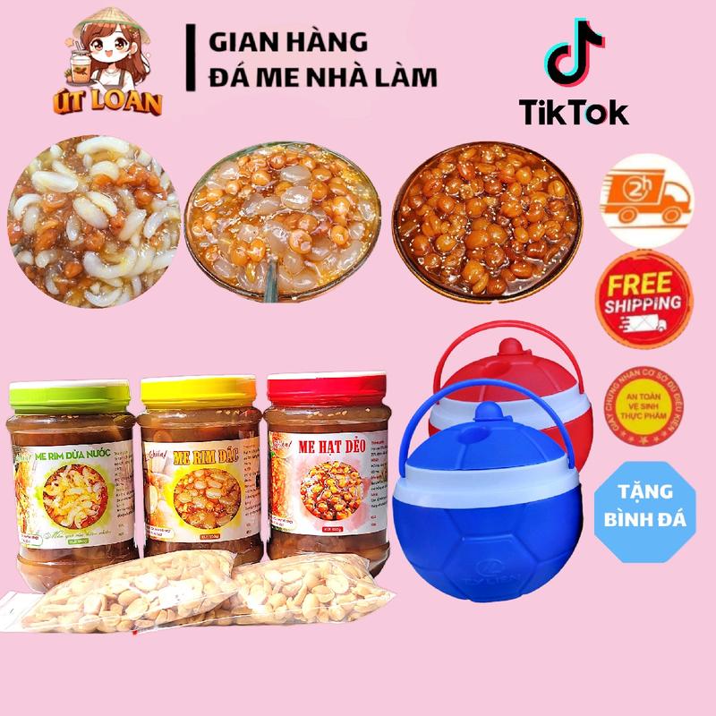 [TẶNG BÌNH] Combo 3 hủ (hủ 550gr) 1,6kg mix: (ME DẺO, ME RIM ĐÁC, ME ĐÁC MÍT, ME DỪA NƯỚC, ME DỪA NƯỚC MÍT, ME THẠCH DỪA, ME TRUYỀN THỐNG) tặng bình đá trái banh 1,2lít màu ngẫu nhiên, kèm 2 gói đậu phộng rang 1