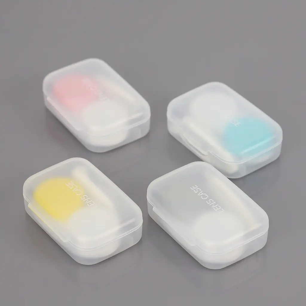 Travel Kit Mini Cute Warna Pastel Kotak Softlens / Tempat Soflens Case Transparant Softlen + Capitan + Tongkat
