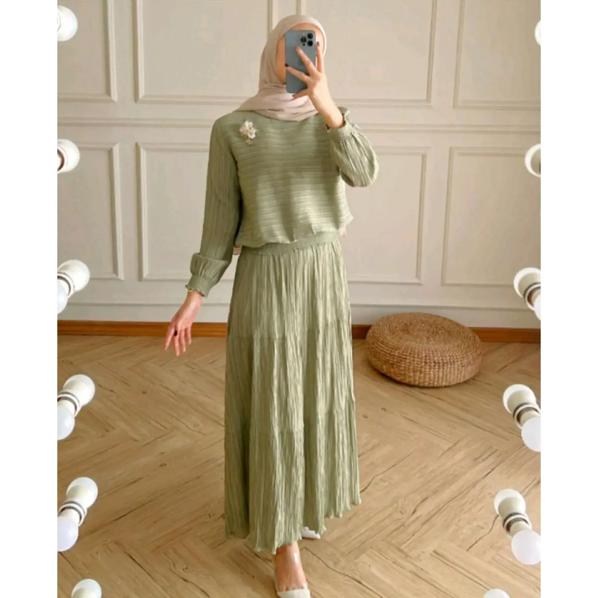 ONESET SAKURA SETROK 2IN1 BAJU SETELAN ROK WANITA / ONE SET ROK JUMBO BABY CRUSH IMPORT / BAJU SETELAN ROK TERBARU / SETELAN ROK 2IN1 IMPORT