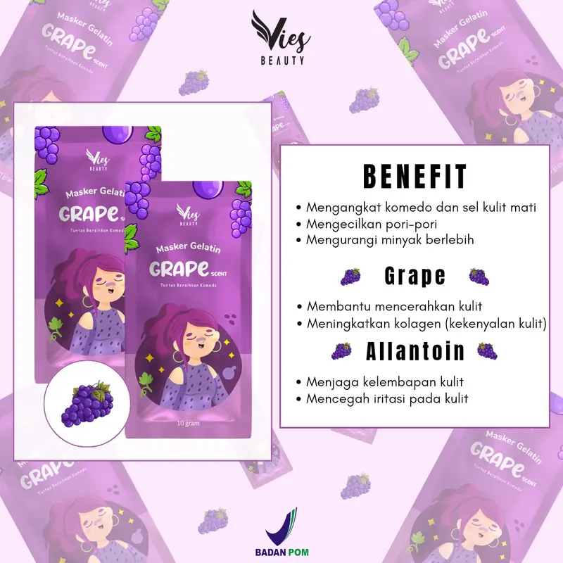 Masker Komedo BPOM Vies 4pcs / Masker Gelatin 6