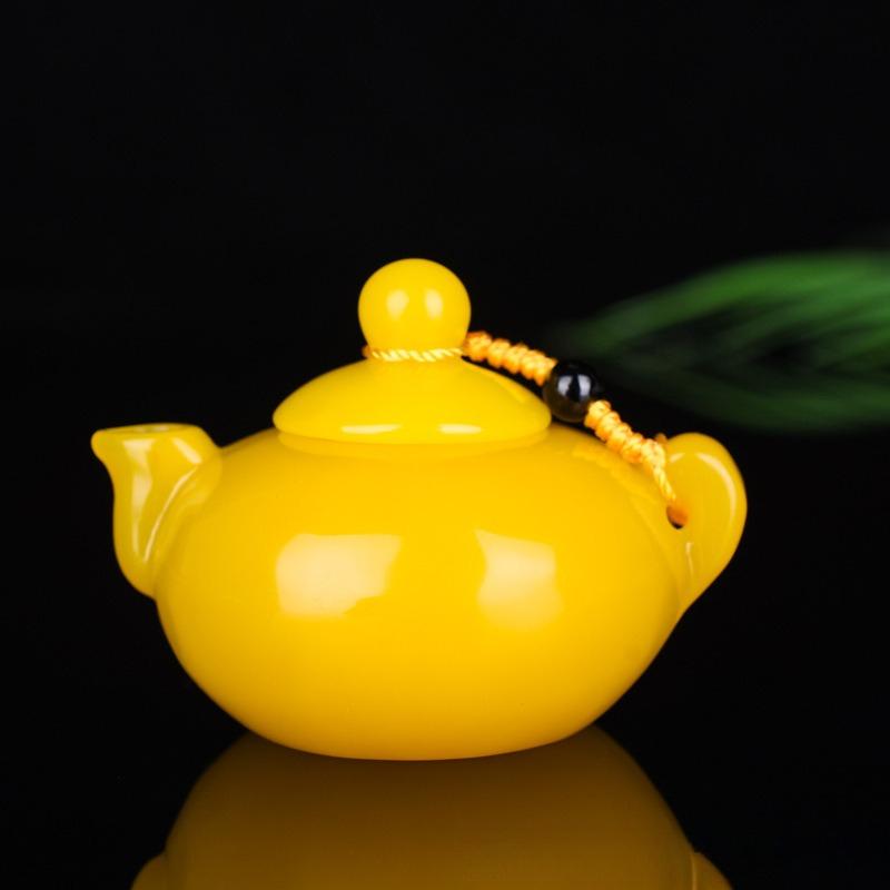 Product Introduction of Colorful jade white jade jasper teapot hand handle piece chicken blood jade pot hand play piece handle pot small wine pot play piece pendant 5