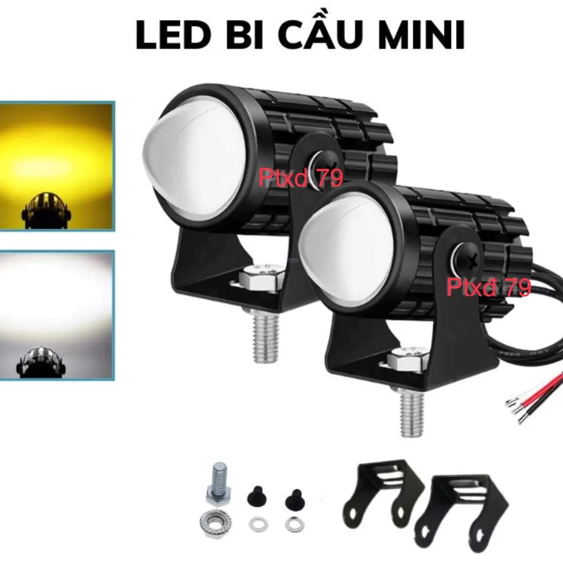 Bóng đèn trợ sáng bi cầu mini cho xe điện 2 chế độ Đèn Led