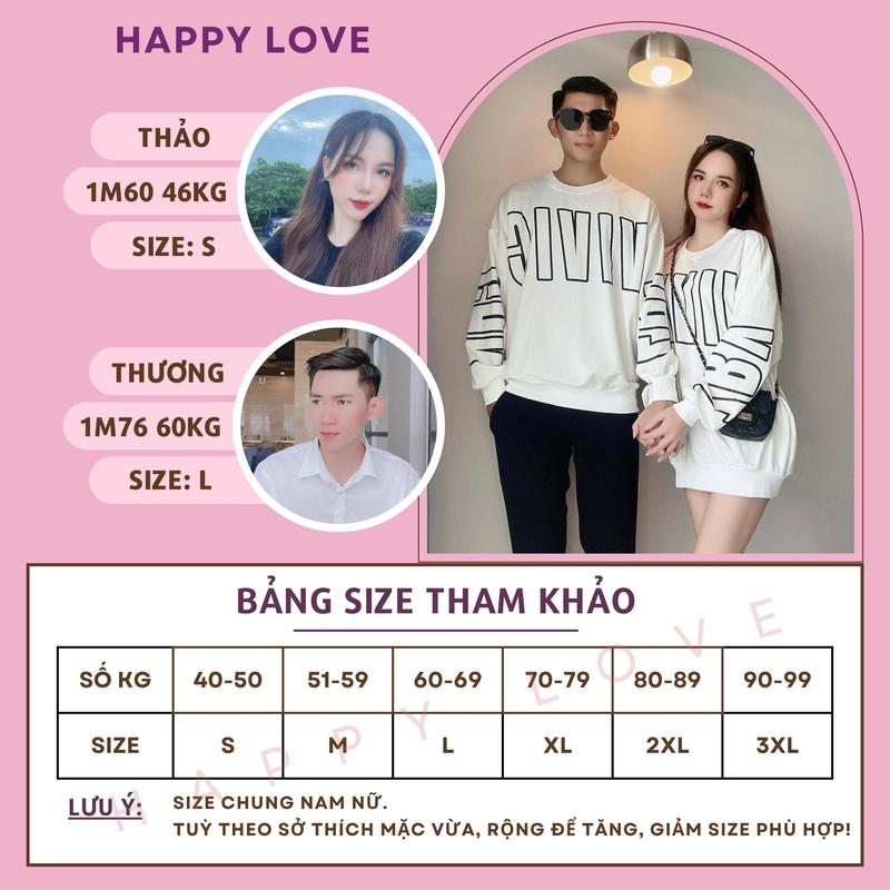 Product Introduction of Áo nỉ sweater đôi nam nữ mùa đông dài tay màu trắng in chữ cá tính thời trang cặp đôi HAPPYLOVE H059 0