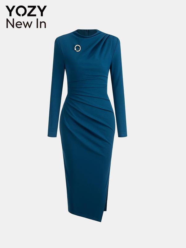 Fashion Slash-Neck Asymmetrical Ruffle Split Bodydress Dress Fashion Slash-Neck Asymmetrical Ruffle Split Bodydress Dress