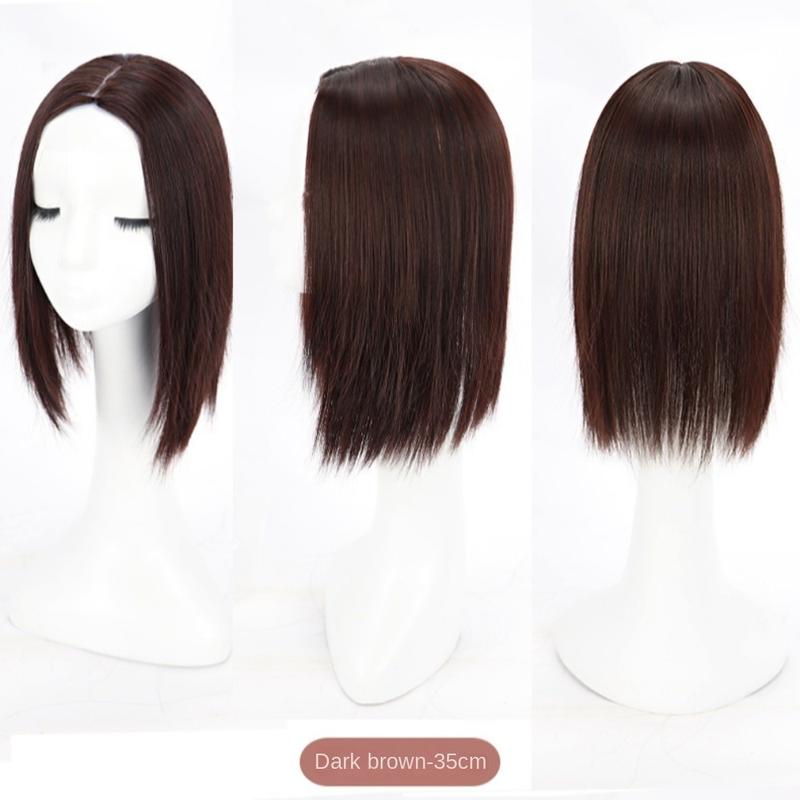 Product Introduction of Cover White Hair Synthetic Topper Hairpiece Middle Part Natural Toupee Invisible Clourse Hairpieces Hair Extension Natural Long Straight Hair Women 9