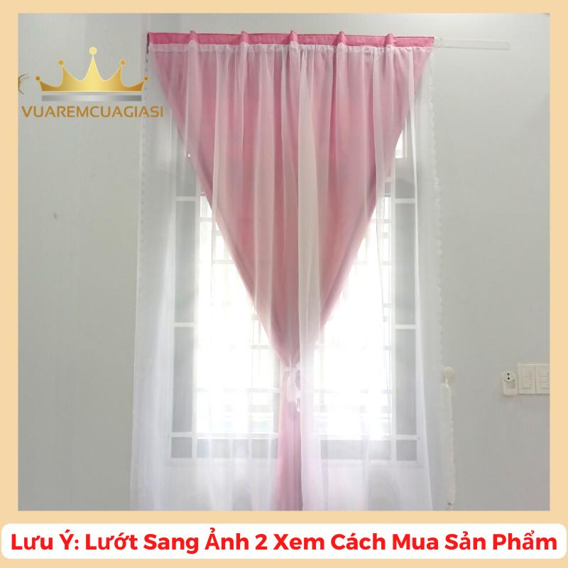 Rèm cửa dán tường 2 lớp màu Hồng Voan Trắng đặt số lượng 1 là 1 tấm chống nắng trang trí decor phòng vuaremcuagiasi jp08
