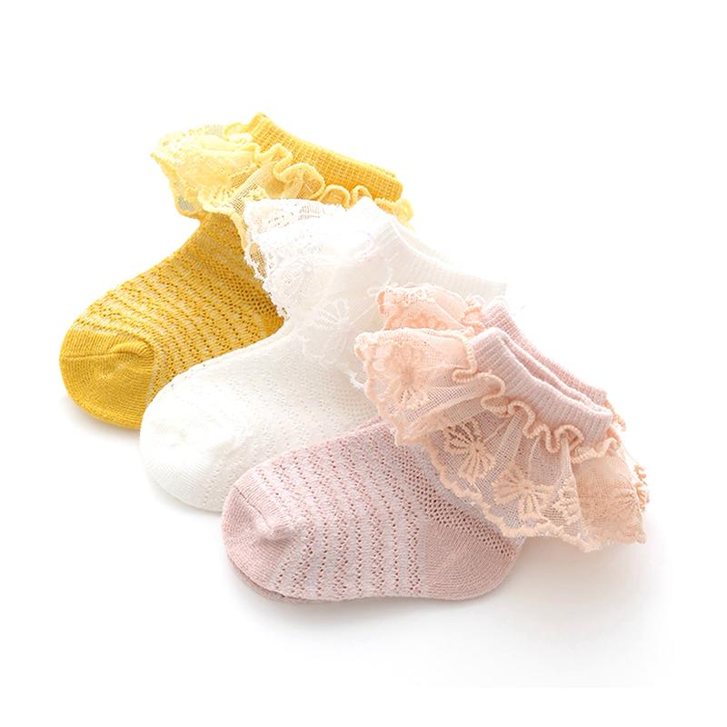 Baby Girls Socks, Cute Sweet Lace Patchwork Soft Lightweight Non-slip Socks Infant Socks 1
