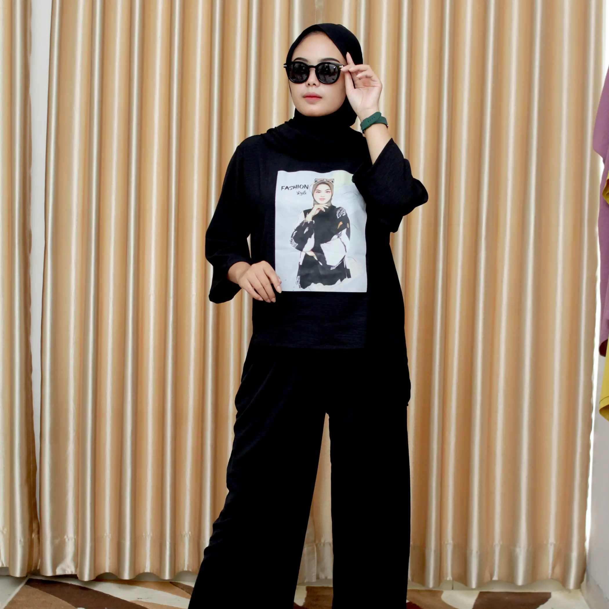 HARGA TERMURAH UNTUK 2PCS/ Pakaian wanita setelan busana muslim/ one set wanita bahan crinkle premium