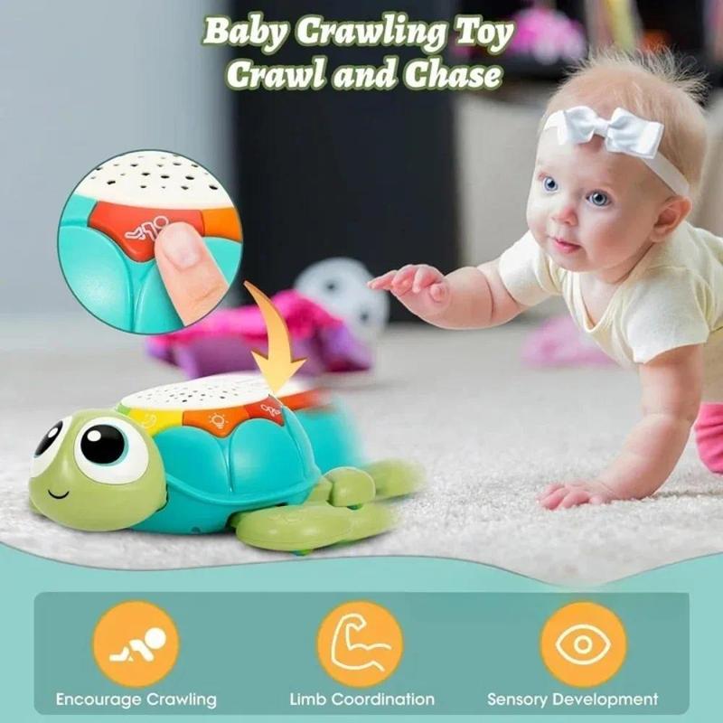 Cartoon Turtle Design Crawling Projection Toy, 1 Box Multifunctional Early Education Crawling Turtle Toy with Sound, Educational Development Toy Gift 2
