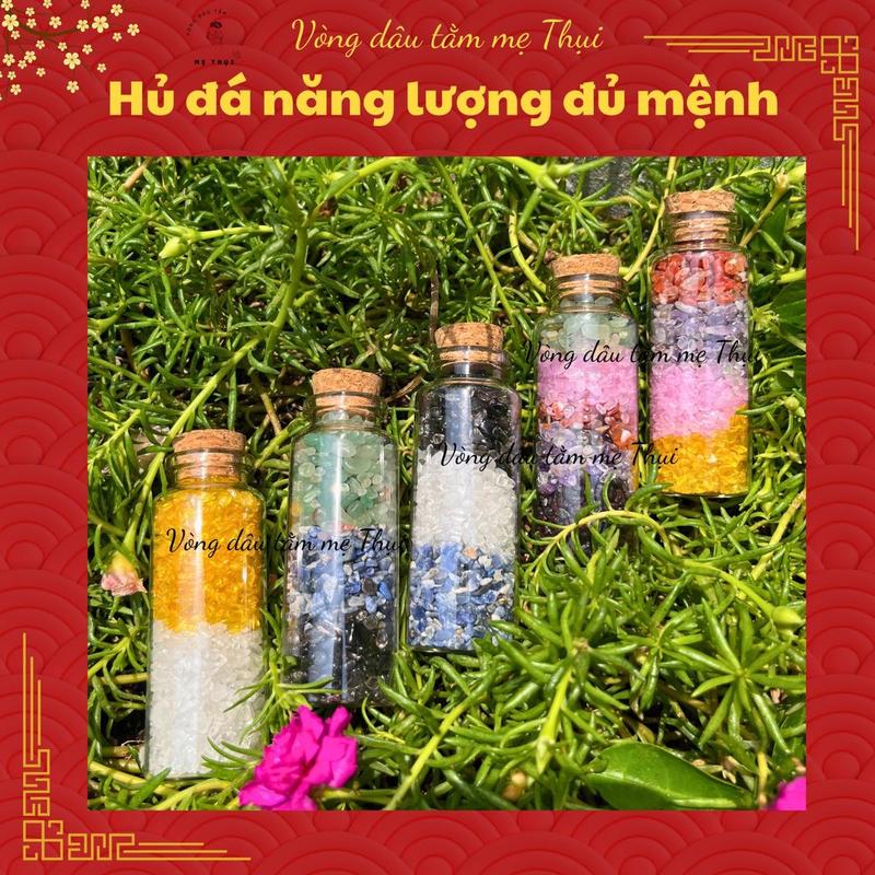 Hủ đá năng lượng trang trí góc học tập, làm việc - Vòng dâu tằm mẹ Thụi Decor