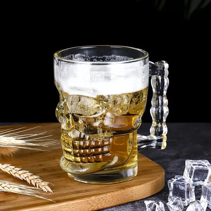 Gelas kaca 485ml tengkorak skeleton head beer bir mug 4