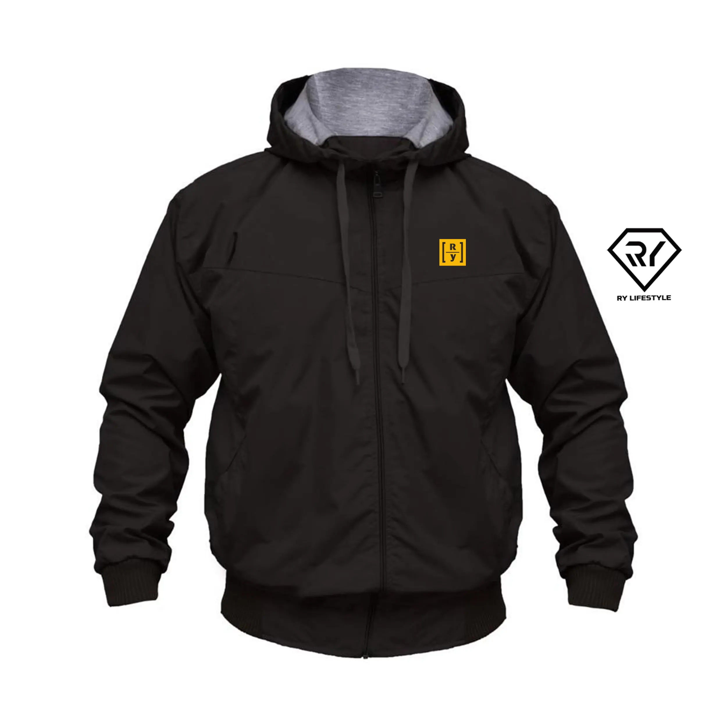 Ry Lifestyle - Jaket Hoodie Bomber Casual Bolak Balik Keren Ry Box Orange Nyaman Panjang