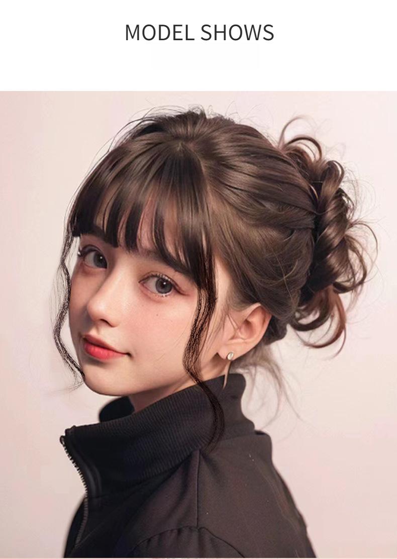 Product Introduction of Bangs Air Bangs Wig/Female Real Hair Wig Set/Natural Forehead Fake Bangs Head/Increase Hair Amount/Top Modified Face Shape Wig Set 9