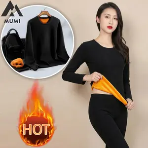 Set Long John Wanita Fleece Tebal Hangat Lembut Musim Dingin & Nyaman Dipakai/Longjohn Wanita Winter