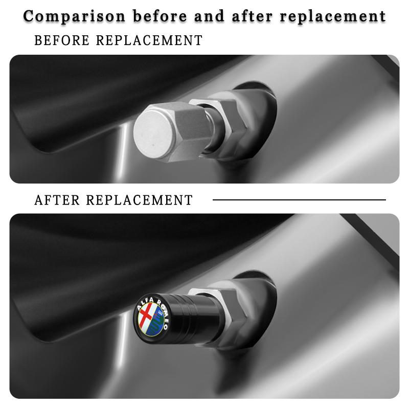 Lốp Bánh Xe Tạo Kiểu Xe Hơi, Bộ 4 Chiếc, Mũ Van Thép Không Gỉ, Có Logo, Thích Hợp Cho Các Mẫu Xe Alfa Romeo Mito, Brera, 147, Giulietta, 159, 156, Stelvio, Sportiva, Giulia 3