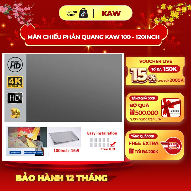 Màn chiếu phản quang treo tường KAW 100 inch, 120 Inch giúp máy chiếu sáng thêm gấp 5 lần, gấp gọn Phụ Kiện