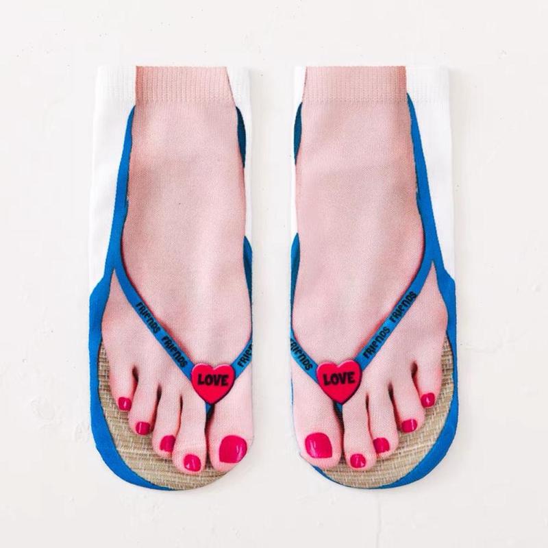 Product Introduction of Funny 3D Printed Socks Flip Flops Slippers Sandals Shoe Pattern Summer Cute Kawaii Low Short Soft Ankle Beach Floor Socks 24