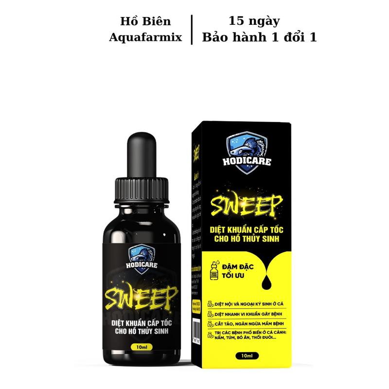 SWEEP (HODICARE) dung dịch duỡng cá cảnh bị (nấm, lờ đờ, trùn mỏ neo, xuất huyết, cắt tảo,...) - đậm đặc, hiệu quả, không màu, không làm ám màu hồ nuôi cá  stress nằm đáy