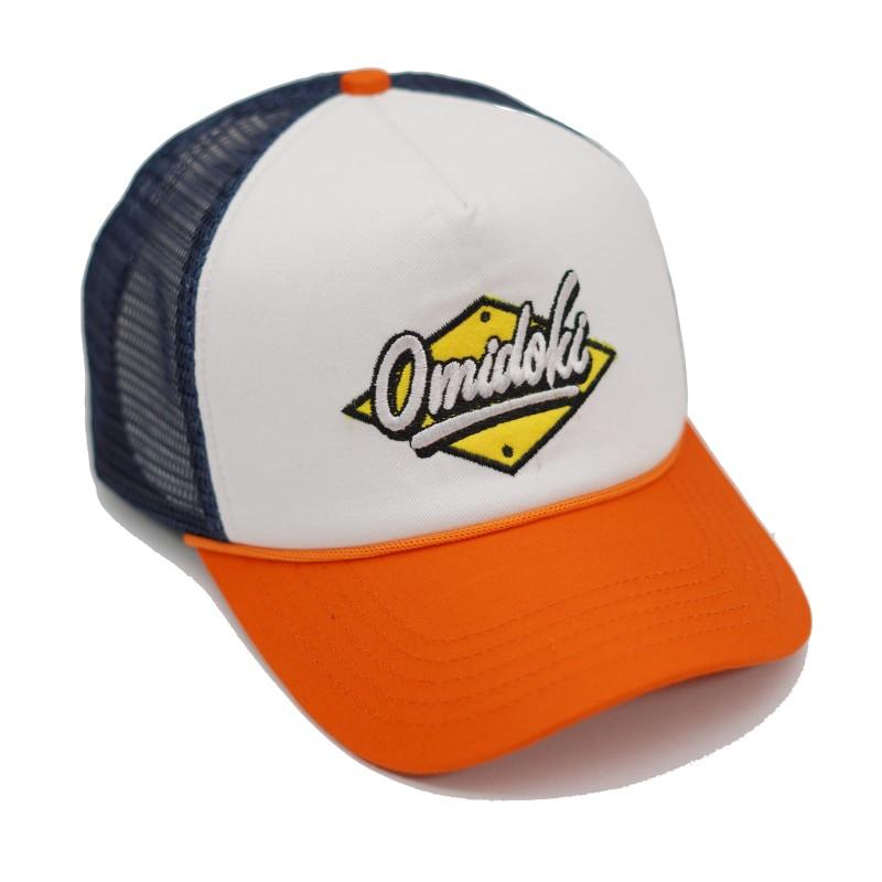 Topi Jaring Omidoki Trucker Hat Orange Navy Putih
