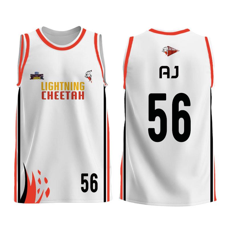 Áo Thi Đấu Cheetah Lightning, Áo Thi Đấu Vest Trắng, Áo Thi Đấu Cổ Tròn, Thời Trang Thường Ngày Thoải Mái Và Dễ Phối Đồ Áo Thoáng Khí, Thích Hợp Cho Gmmtv STARLYMPICS, Áo Thi Đấu Trò Chơi Bóng Rổ, Hàng Có Sẵn 7