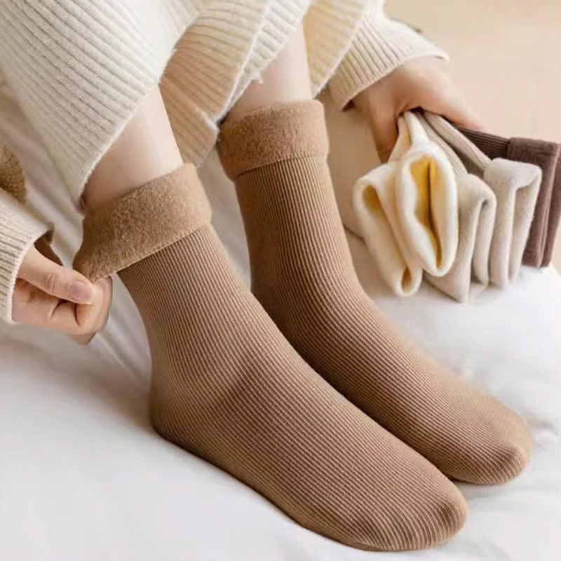 Tất Vỡ Nữ - Set 5 Đôi Tất Vớ Cotton Lót Lông Nỉ Giữ Nhiệt Cao Cổ Siêu Ấm Màu Pastel Mẫu T138 8