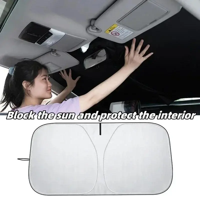 Car Sunshade, Full Cover Car Front Window Sunshade, Heat Protection UV Folding Front Window Privacy Visor Accessories for Tesla Model 3 Model Y 2