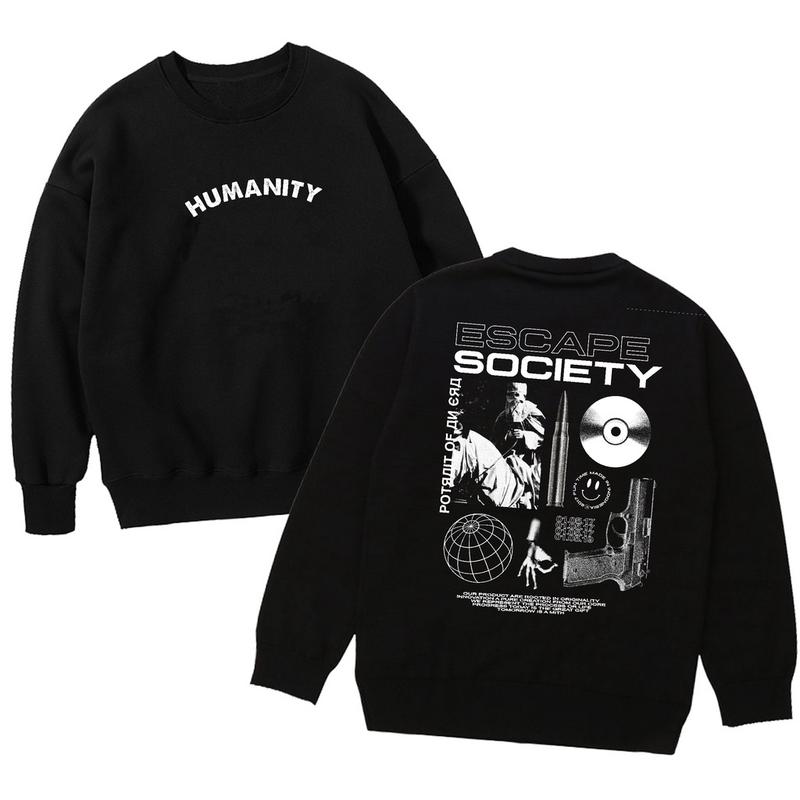 Sweater Pria Lengan Panjang Motif Aesthetic Printing Sweater Hoodie Bahan Fleece Sweater Crewneck Pria Sweater  by hnnna store Sablon Distro 6