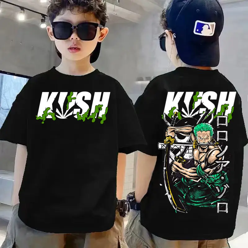 KUSH One Pice Roronoa Zoro Cotton KIDS T-Shirt FOR Boys Girls Unisex Inspi Masid