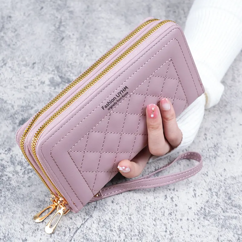 Women's Long Wallet Korean Style Leisure Phone Bag Double Zipper Wallet Large Capacity Card Holder