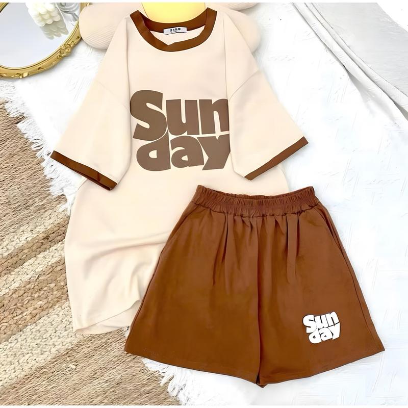 Đồ Bộ Đùi Nữ Cotton Kèm Áo Form Rộng In Hình Dễ thương Women Top Kem B4 5