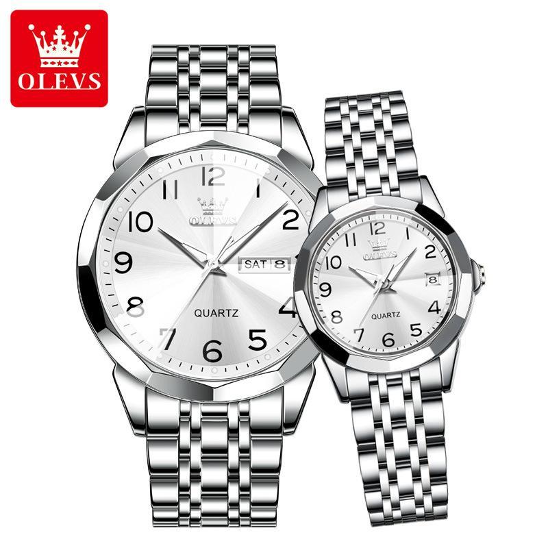 OLEVS 9931 Đồng Hồ Cặp Đôi Nam Nữ Chính Hãng OLEVS, Size Mặt 41mm/27mm, Chống Nước 3ATM, Dây Thép Đúc Đặc 316L, Tặng Hộp Đựng Hãng, Pin Dự Phòng, Dụng Cụ Tháo Bớt Dây.