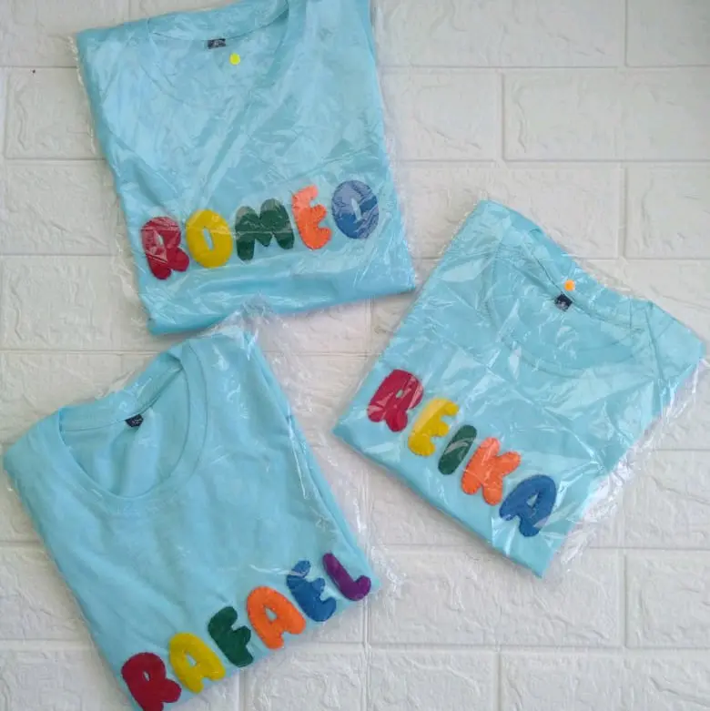kaos Anak Gratis request nama sendiri untuk laki-laki dan perempuan usia 0-13 tahun lengan pendek bisa pilih warna kaos dan warna huruf