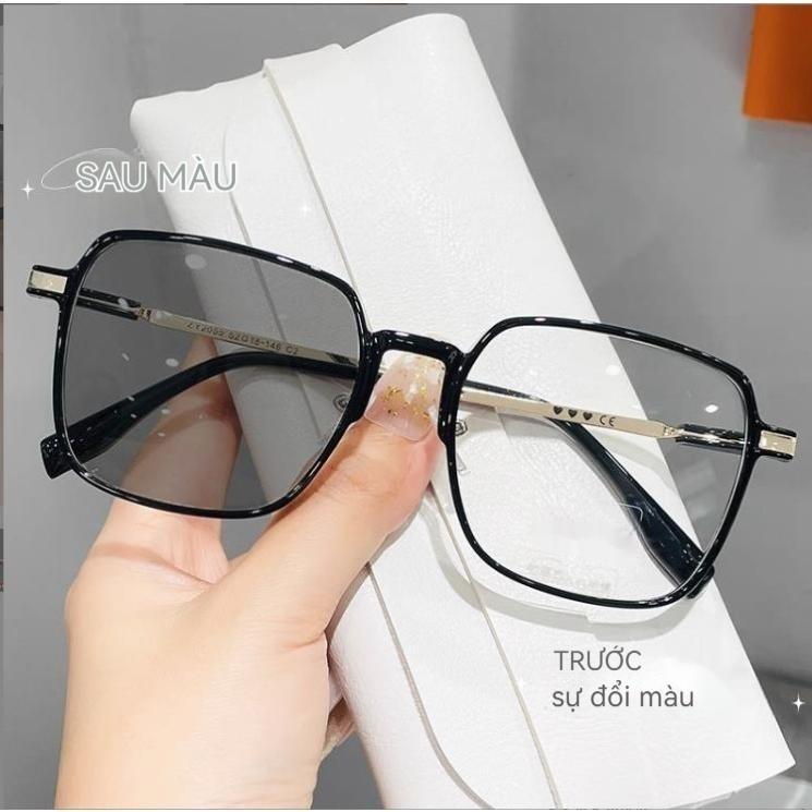 Kính râm chống tia uv Thay đổi màu sắc kính thời trang kính thủy tinh siêu truyền ánh sáng Phù hợp với phụ nữ mắt kính mát nữ chống tia uv Voi Kim Tuyến Kính Mắt Tròng Kính 4