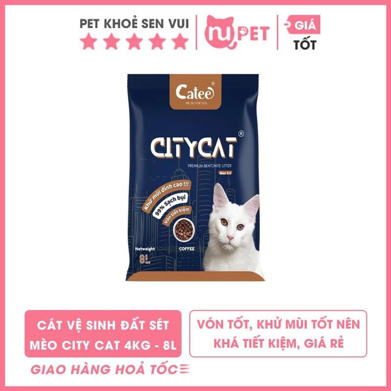 Cát vệ sinh đất sét cho mèo City Cat bao 8L – 4kg Cát giúp khoá mùi hôi tốt - vón cục nhanh tốt 1