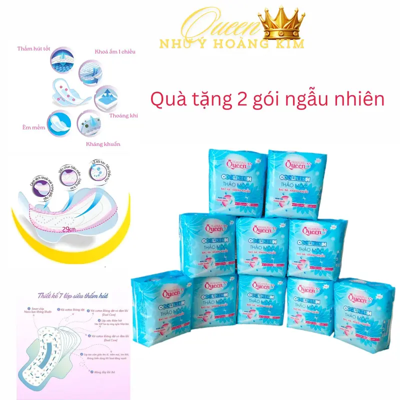 [ 10 Gói Tặng 2 ] Băng Vệ Sinh The Mát Thảo Mộc Cực The Mát Dùng Ngày NhiềuGói 8 Miếng Bề mặt Bông 3