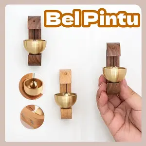 Bel Pintu Lonceng Kayu Dekorasi Bel Pintu Rumah Kantor Resto Kuningan Lonceng Kayu Magnet /Lonceng Pintu Kayu Magnetik Untuk Pintu Masuk / Lonceng Pengingat Masuk Toko