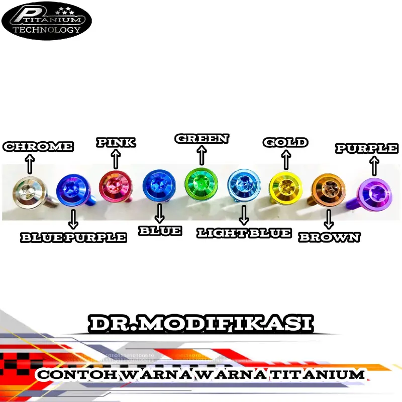 Breket Selang Rem Depan Titanium Motif Ulir | Original | Vietnam | Universal | Chrome Blue Green Gold Purple Brown Pink Blue Purple Light Blue | 1