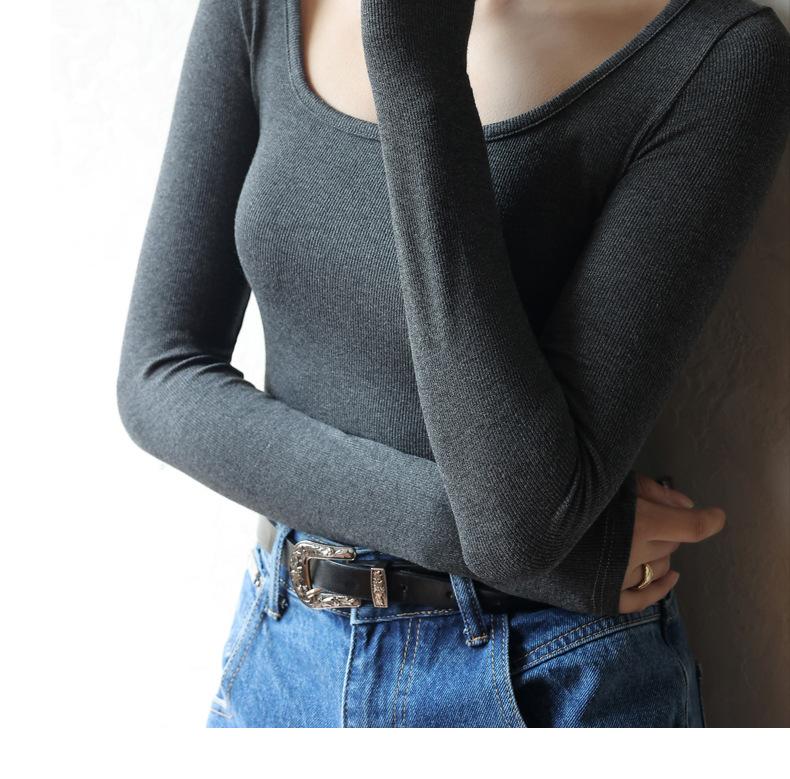 Product Introduction of 2025 Spring, Summer, Autumn Bottoming Shirt Black Low-Neck Women's Spring and Autumn Tops Long Sleeve Inner Wear Korean Style Slim Fit 25